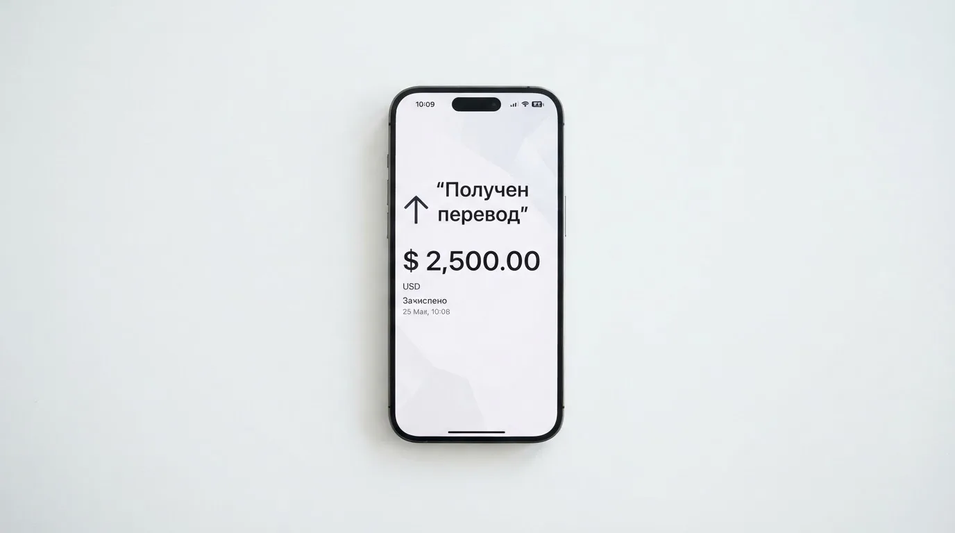 Телефон с экраном перевода стейблкоина
