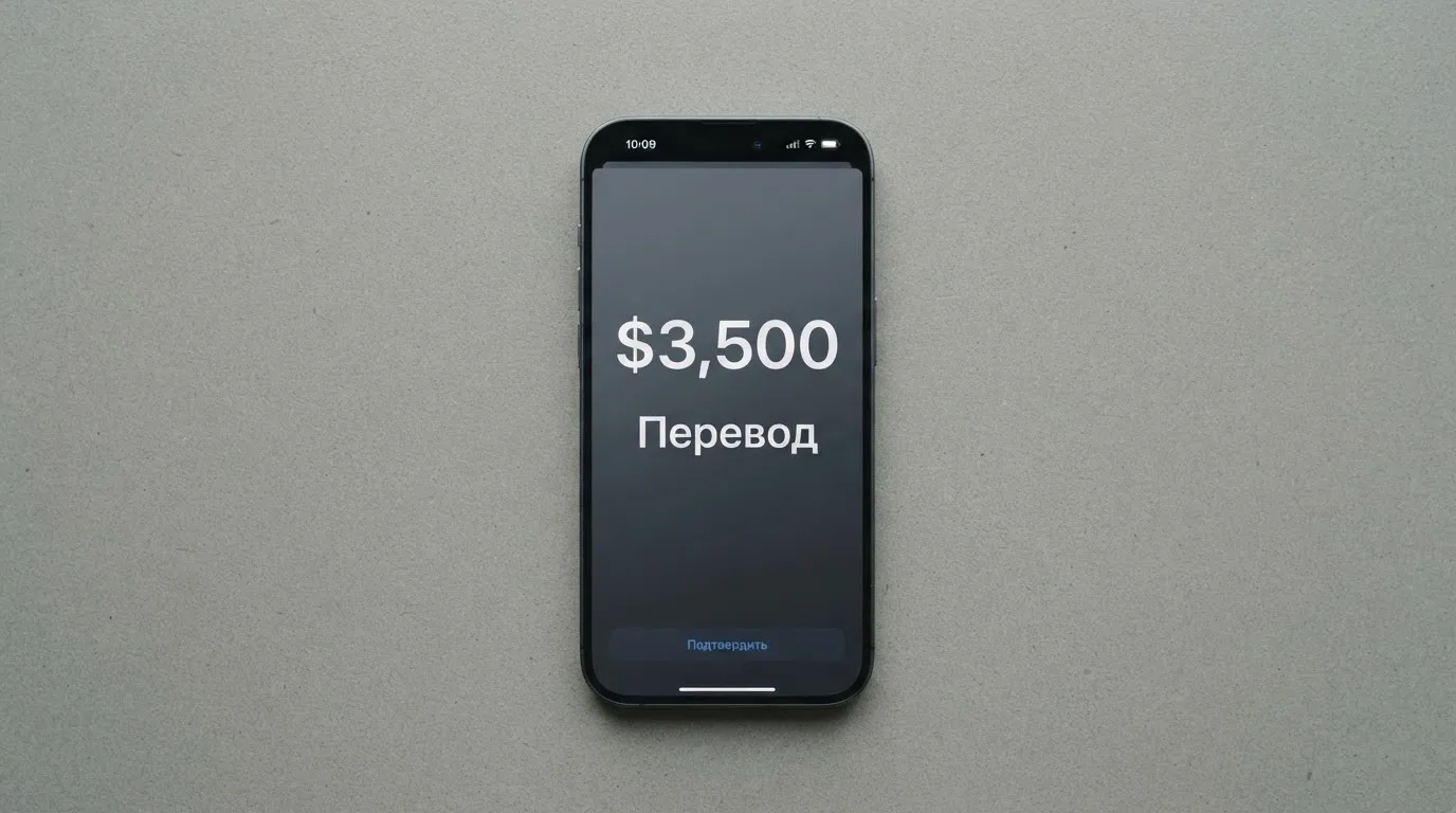 Телефон с экраном перевода стейблкоина