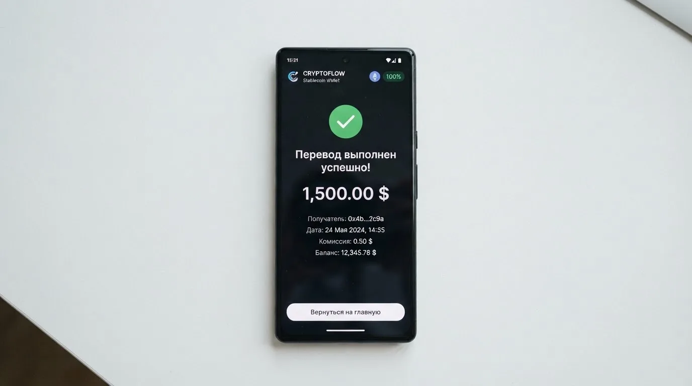 Телефон с экраном перевода стейблкоина