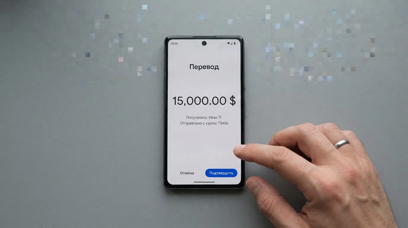 Телефон с экраном перевода стейблкоина