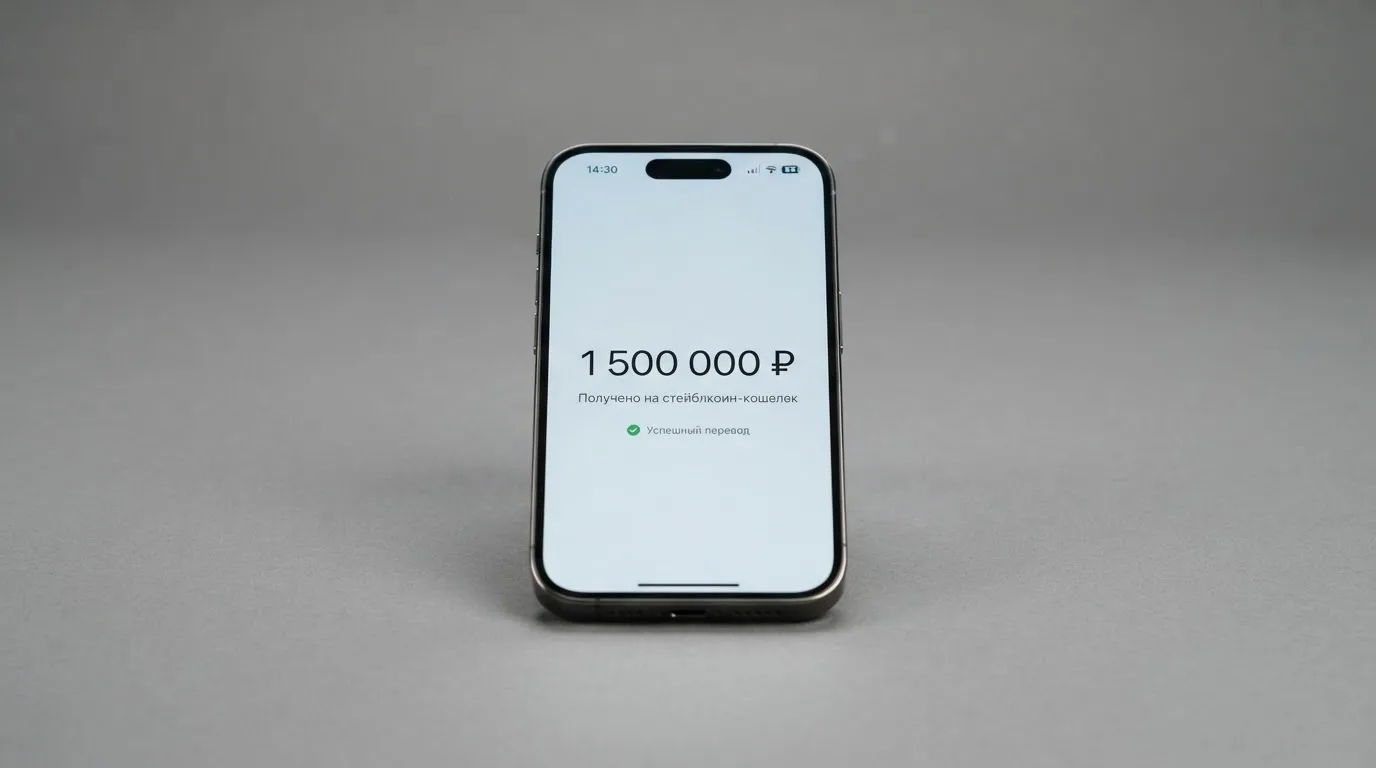 Телефон с экраном перевода стейблкоина